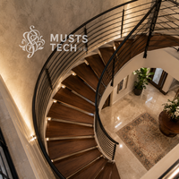 Escalier Courbé de Qualité Supérieure pour Villas de Luxe Modernes – Fabricant Spécialisé en Aménagement Intérieur
