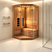 Sauna infrarouge lointain en bois de cèdre 1000x1000x2000cm, durable, en cèdre rouge aromatique avec verre trempé de 8mm