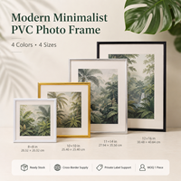 Cadre photo carré en PVC plastique en gros, personnalisé noir, or, blanc, argent, léger, durable, plusieurs tailles pour la décoration murale de la maison
