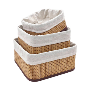 Panier en bambou tressé brun pour le rangement dans la salle de bain, organisateur multi-usages pour le <span class=keywords><strong>papier</strong></span> toilette, les serviettes, les cosmétiques et plus encore, sans couvercle - Product Image 1