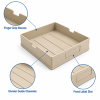Boîte de rangement de documents de bureau personnalisée en ABS moulé par injection avec canaux de guidage de séparation, pièces d'organisation de stockage directes d'usine OEM ODM