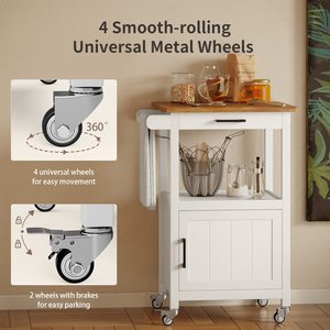 Chariot de cuisine roulant en bois SENYU avec tiroir et roulettes, petit meuble de rangement pour bar à café domestique, étagère pour cuisine - Product Image 3