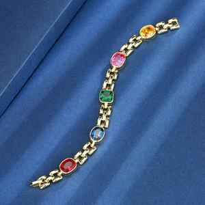 Toderi Jewelry Eco-friendly <b>Copper</b> 8*8/8*10MM Multicolor Zircon Gold Plated Chain <b>Bracelets</b> Wholesale for Premium Gift - Product Image 5