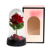 Ornements de roses artificielles à LED transfrontalières avec couvercle en acrylique et plastique, alimentées par piles, pour usage intérieur, Saint-Valentin