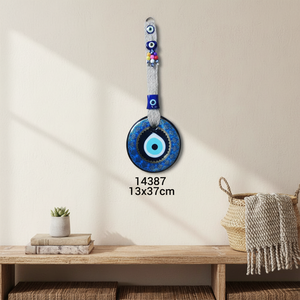 Ornement mural Macramé Evil Eye 13x37cm Design complexe pour un attrait décoratif - Product Image 3