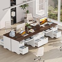 Meuble de bureau moderne Bestier 59 pouces avec plateau pour clavier et 4 tiroirs, dont un tiroir à dossiers