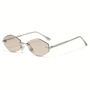 Luxury Designer Rimless Square Lens UV400 Unisex High Quality Metal Vintage Fashion European Trendy Colored <b>Sunglasses</b> - Product Image 3