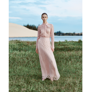 Blusas y Camisas Elegantes para Mujer, Nueva Colección, BLUSA CON RAYAS SERPENTÍNEAS, Manga Larga, Tela CUPRO, Blusas para Mujer para Primavera/Verano - Product Image 1