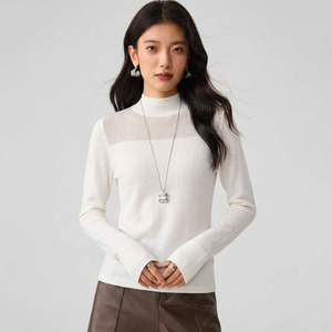 Pull en maille mélange de laine <span class=keywords><strong>pas</strong></span> <span class=keywords><strong>cher</strong></span>, col roulé mi-haut, manches longues, polyvalent, élégant, pour femmes - Product Image 1
