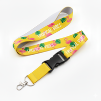 Lanière promotionnelle personnalisée en polyester à transfert thermique, rétractable, avec porte-badge et crochet, durable et tendance, pour la vente en gros