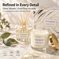 Ensemble de diffuseur de bougies sans flamme en cire de soja de luxe OEM, blanc parfumé, pour mariage, cadeaux de la Saint-Valentin, coffret cadeau pour invités, sans goutte