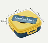 Boîte à bento en plastique réutilisable à 3 compartiments de 1100ml avec fourchette et cuillère