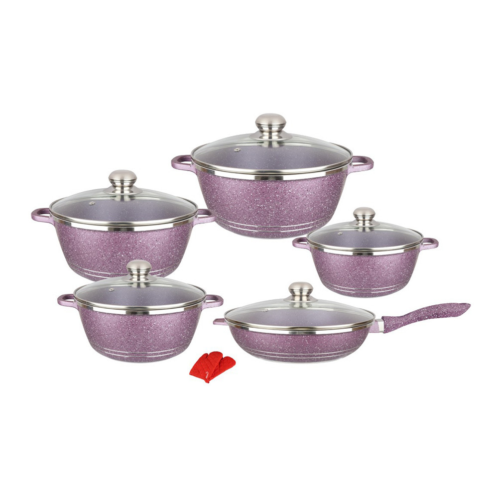 High Quality Pot Sets Non Stick Pan Set Granite Soup Pot Cookware Nonstick Frying Pan Cooking Pots Sets With Glass Lid · image 4