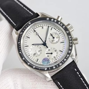 Nouvelle Arrivée Montre-Bracelet Mécanique de Luxe pour Homme Cadran Noir et Blanc Bracelet en Nylon Noir Chronographe Tachymètre Étanche Lumineux 2026 - Product Image 1