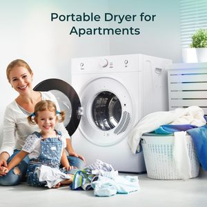 Sèche-linge compact Euhomy 3,5 pieds cubes 1500 W avec tambour en acier inoxydable blanc, sèche-linge électrique pour vêtements - Product Image 5