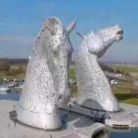 Sculpture de tête de cheval moderne en acier inoxydable de grand animal abstrait personnalisé en métal pour la décoration extérieure