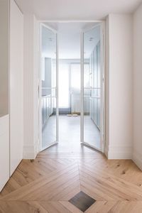 <span class=keywords><strong>Puertas</strong></span> Francesas <span class=keywords><strong>de</strong></span> Acero con Doble Vidrio y Marco Estrecho <span class=keywords><strong>Blanco</strong></span>, Diseño <span class=keywords><strong>de</strong></span> Rejillas, con Bisagras Negras para Casas - Product Image 4