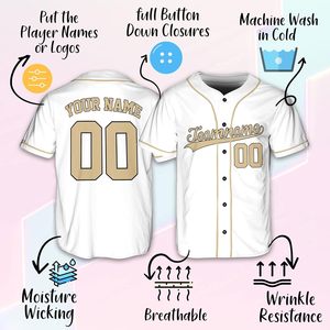 Custom Baseball Jerseys Personalized With Name Number Unisex Adult Sizes Heat Transfer Printing Base Ball Collar Sport Apparel - Product Image 4