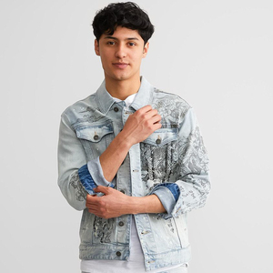 2023 AeeDenim Designer personnalisé vestes pour hommes Laser belle fleur avec <span class=keywords><strong>patch</strong></span>é sur le dos coton Denim Stretch <span class=keywords><strong>veste</strong></span> pour hommes - Product Image 3