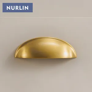 Nurlin Brass Cup Shape Pull Handle Cabinet Drawer Handles Vintage Pastoral Knobs Drop Shipping