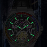 Reloj Mecánico Automático para Hombre OEM, con Brillo Nocturno, Correa de Cuero Luminosa, Esfera de Zafiro, Resistente al Agua, Diseño Elegante