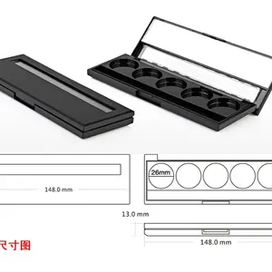 도매 화장품 포장 사용자 정의 로고 플라스틱 아이 섀도우 팔레트 빈 사각형 4 색 빈 아이섀도우 케이스