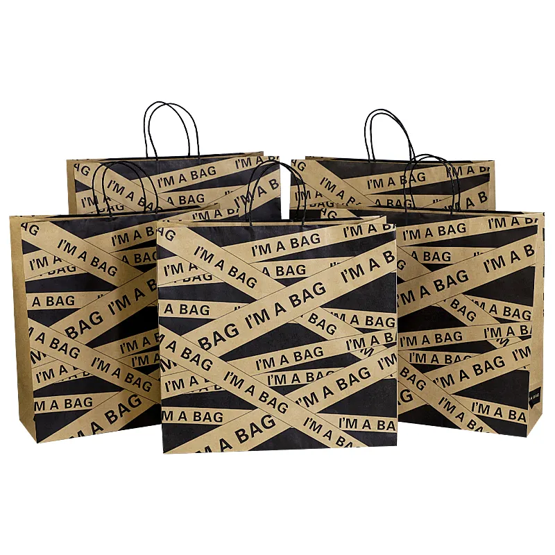 Custom Printed Recyclable Paper bag Shopping Package Clothing Paper Bag Shopping Brown Kraft Gift Paper Bag With Handle