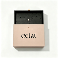 Boîte de rangement de luxe avec ruban de tirage, étui mat imprimé, plateau coulissant, boîte personnalisée avec logo, emballage cadeau pour bijoux