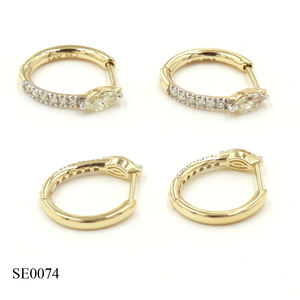 Boucles d'oreilles en or 14 carats avec diamant blanc (marquise) 0,37 CT, diamant blanc (rond) 0,18 CT - Product Image 2