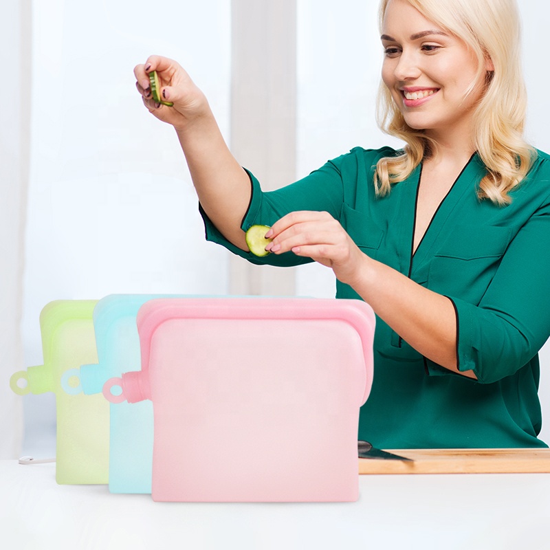 Wellfine, Герметичный пищевой силиконовый Пакет для сохранения свежести, без бисфенола А, многоразовый пакет с застежкой-молнией, силиконовый Пакет для хранения пищевых продуктов