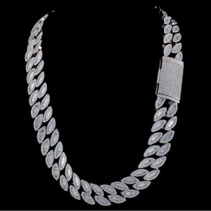 สร้อยคอเงินแท้ S925 แบบ Cuban Link หรูหรา ขนาด 20 มม. 22 มม. 3 แถว ประดับเพชรเลี้ยงในห้องปฏิบัติการ สำหรับสร้อยคอฮิปฮอปที่ได้รับการรับรอง - Product Image 3