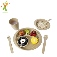 Cuillère et fourchette de balle de riz biodégradable sans plastique sans BPA vaisselle vaisselle pour enfants accessoires pour bébés ensemble de vaisselle d'alimentation