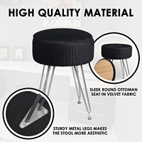 Tabouret de vanité élégant bon marché pouf de stockage rond métal velours repose-pieds vanité chaise pour salle de bain chambre salon