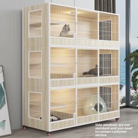 Cage à chat en bois massif à trois niveaux avec grand espace pour l'élevage de chats et design de nid de villa, livraison depuis le Sichuan