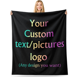 Personalized Logo Blanket Bulk - <strong>Custom</strong> Design Text/Picture Flannel Throw | Business Team Company Gifts - Product Image 1