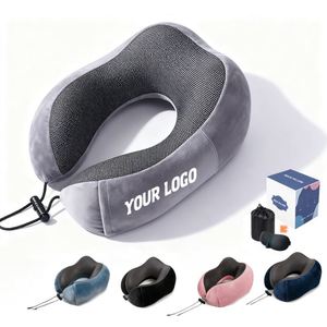 Cadeau promotionnel, logo personnalisé imprimé, oreillers de voyage modernes, coussins en mousse à mémoire de forme en forme de U, oreiller pour le cou - Product Image 6
