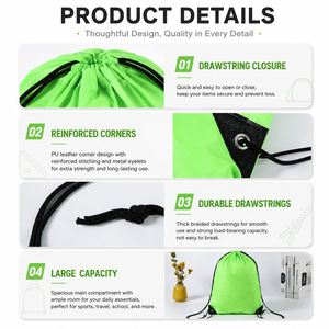 Custom Printing Logo Lightweight Polyester <b>Drawstring</b> <b>Backpack</b> Gym Sack Sports Bag Promotional Gift School Travel Cinch Bag - Product Image 3