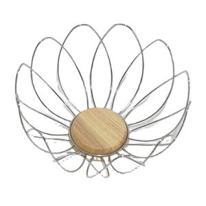 Panier à fruits <span class=keywords><strong>en</strong></span> métal et <span class=keywords><strong>bois</strong></span> de forme florale innovante au <span class=keywords><strong>design</strong></span> moderne pour un usage domestique - Product Image 1