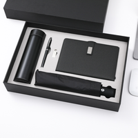 Coffret Cadeau d'Entreprise VIP 4-en-1 : Carnet en Cuir à Spirale Amovible, Tasse Isotherme, Parapluie et Stylo pour Promotion de Marque B2B