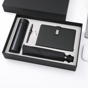 ชุดของขวัญวีไอพีสำหรับองค์กร <span class=keywords><strong>4</strong></span> in 1 ประกอบด้วยสมุดบันทึกปกหนังแบบถอดเปลี่ยนได้ สมุดโน้ตแบบสันเกลียว แก้วน้ำสุญญากาศ ร่ม และปากกา สำหรับโปรโมทแบรนด์ธุรกิจ - Product Image 1