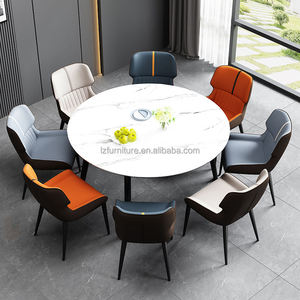 Modern Design <b>Gray</b> Blue Genuine Leather Upholstered Dinning <b>Chair</b> <b>Dining</b> Table Set For Commercial Use - Product Image 6