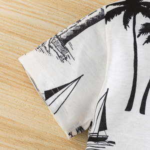 Conjunto de Dos Piezas con Estampado de Palmeras de Coco para Niños de 4 a 7 Años, Estilo Casual de Verano, Traje de Manga Corta para Juegos y Esports, Venta al Por Mayor de Fábrica - Product Image 4