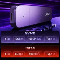 Casing Aluminium JEYI M.2 NVMe SATA SSD USB 3.2 Gen2 10Gbps Mendukung 2230 2242 2260 2280 UASP TRIM OEM Tersedia