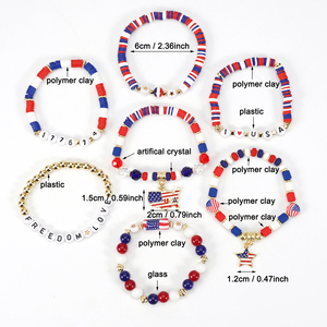 10 Braccialetti Geometrici Classici con Perline in Plastica Bandiera Americana 2025 Nuovi per Donne e Ragazze <span class=keywords><strong>4</strong></span> Luglio Giorno dell'Indipendenza USA Rosso Patriottico - Product Image 3