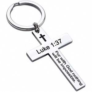 Llavero con Cruz Cristiana, Llavero con Versículo Bíblico de Acero Inoxidable, Llaveros con Versículos Bíblicos, Joyería Religiosa con Oración de Jesús, Regalos Religiosos para Bautizo - Product Image 5