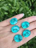 Haute qualité à la main fabrication de bijoux anneaux laboratoire cultivé Paraiba Tourmaline YAG glace fissure ovale bleu diamants pierres précieuses en vrac chaleur