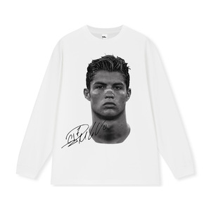 Camiseta de manga corta de algodón puro lavado estilo retro con estampado urbano americano de <span class=keywords><strong>Cristiano</strong></span> <span class=keywords><strong>Ronaldo</strong></span> para hombre - Product Image 3