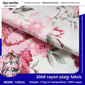 Nhà Máy Trực Tiếp Rayon Hoa Mẫu Đơn Màu Đỏ In Vải Thân Thiện Da Chải Kỹ Cotton Lụa Cho Boys' Đồ Ngủ Áo Sơ Mi Sợi Ngang Dệt Kim Quần Áo - Product Image 2