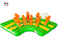 Parcours d'obstacles gonflable commercial sur le thème de la jungle avec mur d'escalade, toboggan et défis interactifs pour événements et divertissements