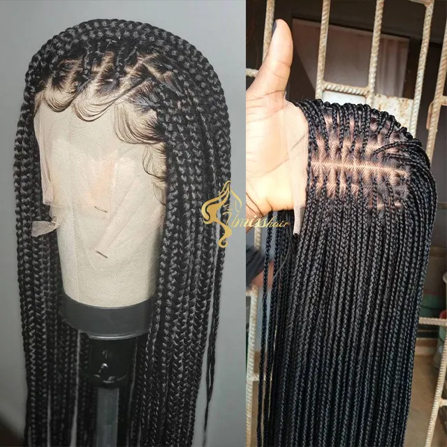 Sell Well – perruques de cheveux humains indiens bruts tressés, sans colle, 360 Full HD, perruques frontales de cheveux humains